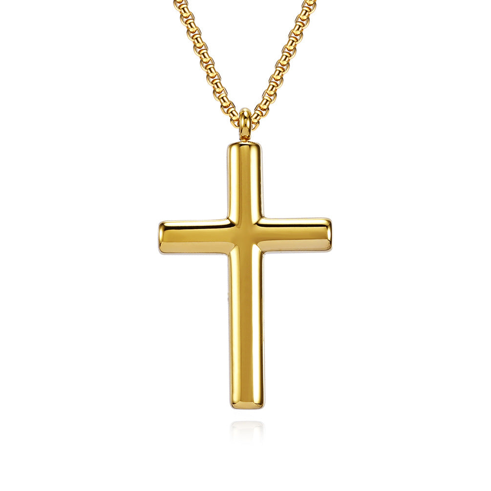 Wholesale Titanium Steel Simple Curved Cross Necklace